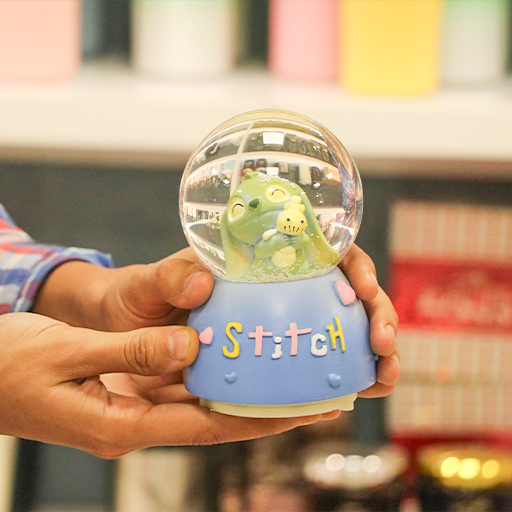 تصویر گوی کریستال ایستاده طرح ماه کروی / بزرگ 